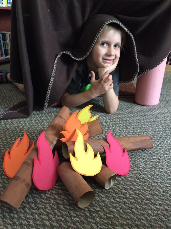 Indoor pretend campfire