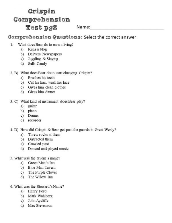 Crispin Book Discussion sample